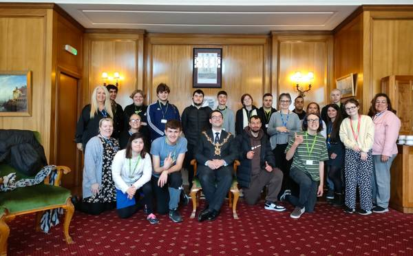 Foundation Prospects students with Portsmouth Lord Mayor Tom Coles