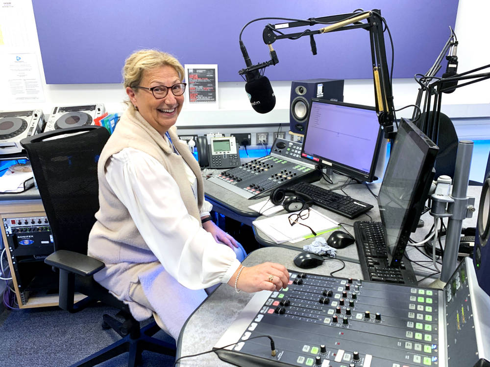 Katy Quinn, principal at City of Portsmouth College in the studio at Express FM