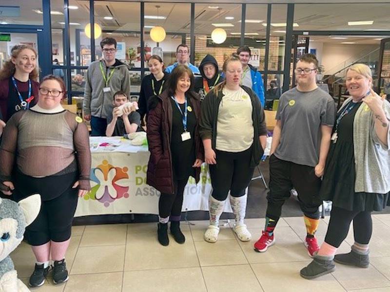 Students and staff rocking their socks for World Down Syndrome Day